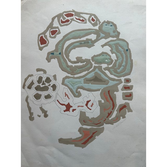 1980’s original abstract expressionist geometric painting / drawing by E.L. Peck Newton. Signed. Measures 14.25x17.25....