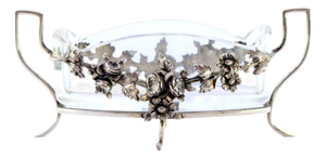 Silver and Glass Toothpick Holder with Cut-Out Structure