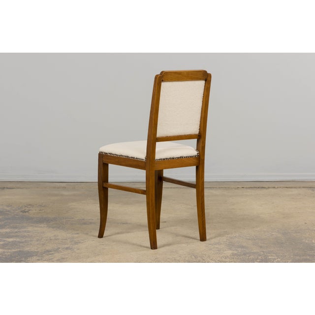 French Art Deco Maple Accent Side Chairs in Cream Boucle - A Pair For Sale - Image 11 of 18
