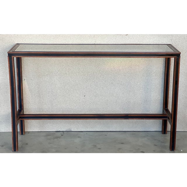 Mid-Century Modern Mid Century Italian Willy Rizzo Style Rectangular Console Table With Glass Top For Sale - Image 3 of 12