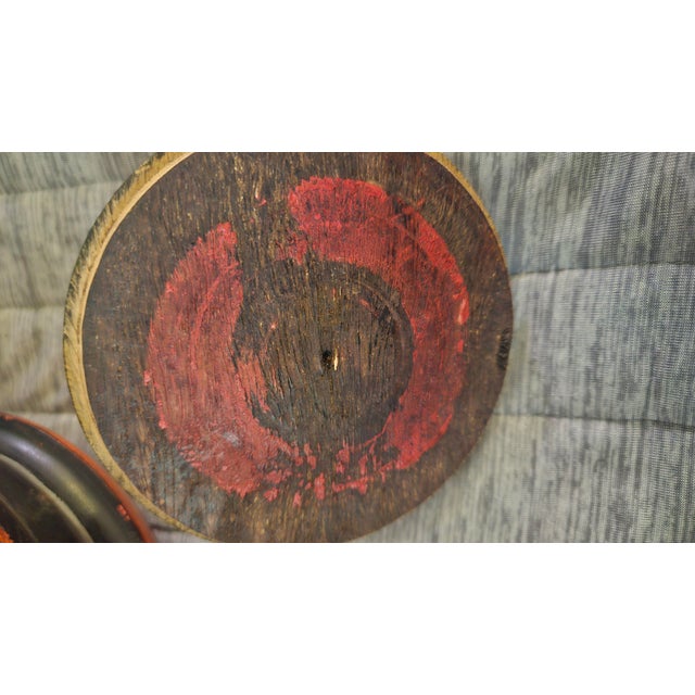 Black 1960s Mid-Century Pakistani Hand-Turned Wooden Lacquerware Jar For Sale - Image 8 of 10