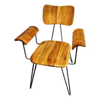 From the Source Teak Plywood Chair With Hairpin Legs For Sale