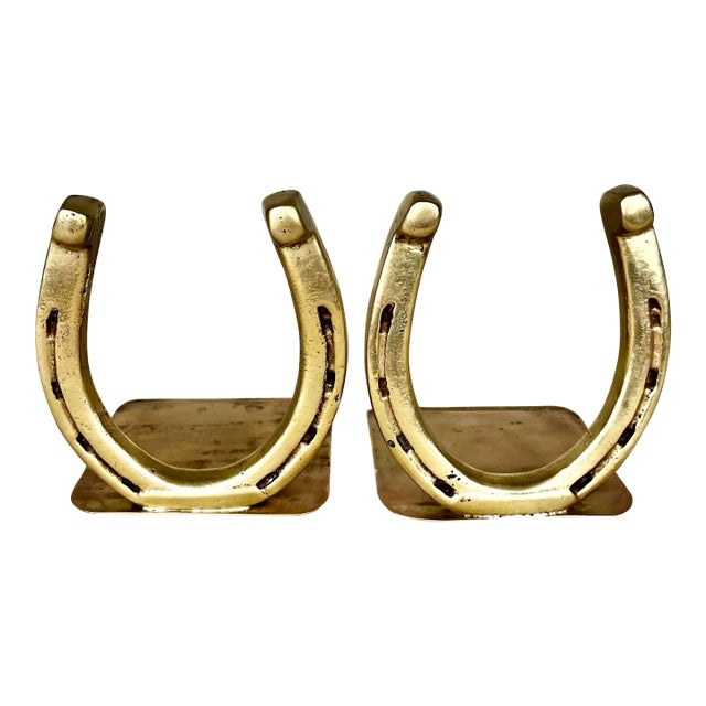Vintage Brass Horseshoe Bookends For Sale