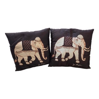 Jim Thompson Silk Elephant Pillows - A Pair For Sale