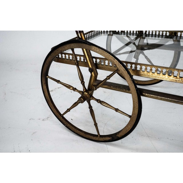 Mid-Century Italian Brass and Glass Bar Cart from Cesare Lacca, Italy, 1950s For Sale - Image 6 of 14
