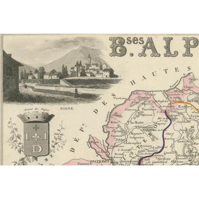 Map of Basses-Alpes France with Digne and Lavender Region by Vuillemin, c.1850 For Sale - Image 6 of 10