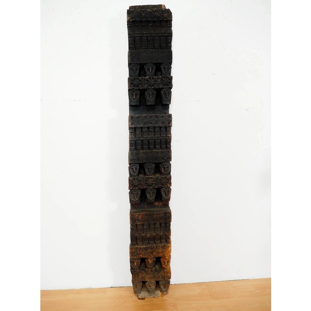 Antique Hand-Carved Wooden Pillar Column, Afghanistan / Pakistan, 1890s For Sale - Image 6 of 12