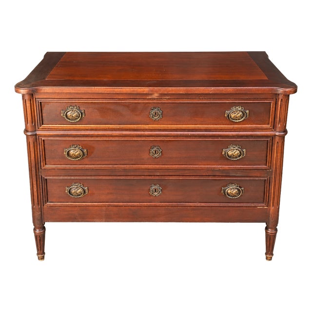 Louis XVI Style Walnut Chest of Drawers, 1950s For Sale