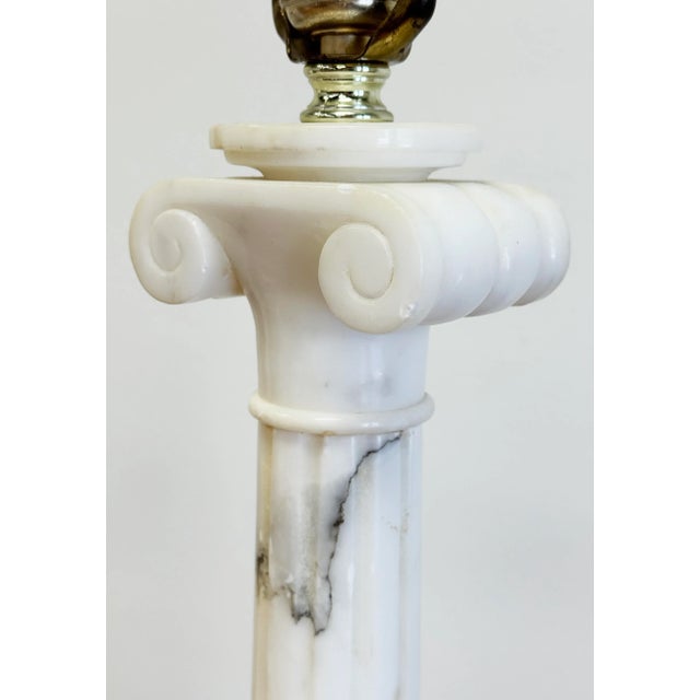 Alabaster Vintage Neo-Classical Marble Column Table Lamp Pair For Sale - Image 8 of 14