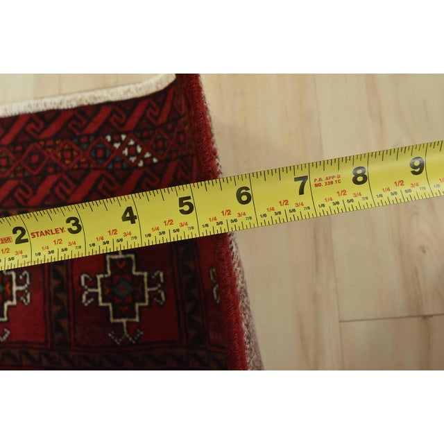 Baloch Rug 3’5” X 6’3” Red Wool Vintage Tribal Hand-Knotted Oriental Carpet For Sale - Image 10 of 12