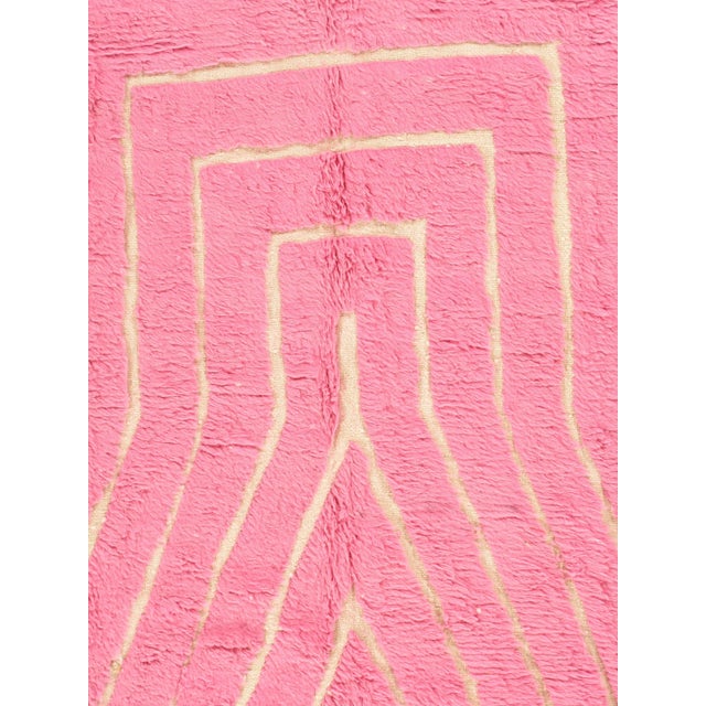Late 20th Century Vintage Moroccan Rug by Berber Tribes of Morocco, pink wool and cream color For Sale - Image 5 of 11