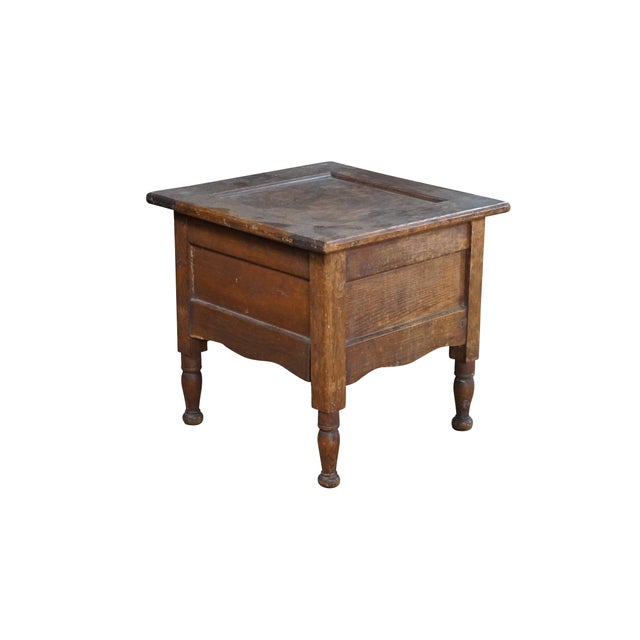 Antique 19th century Mission style chamber pot or commode. Made from quartered oak with a paneled top and square form. The...