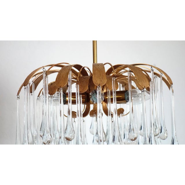 1960s Brass and Crystal Drop Chandelier from Palwa, 1960s For Sale - Image 5 of 11