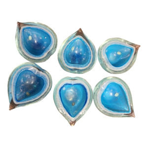 Mid 20th Century Fratelli Toso Murano Style Glass Hearts- Set of 6