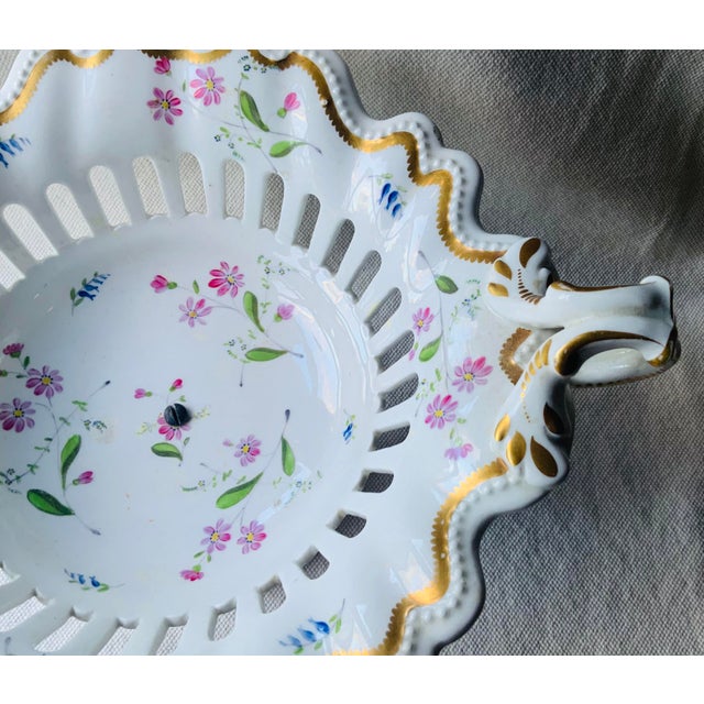 19th C. Royal Copenhagen "Saxon Flower" Reticulated Centerpiece Bowl For Sale - Image 12 of 14