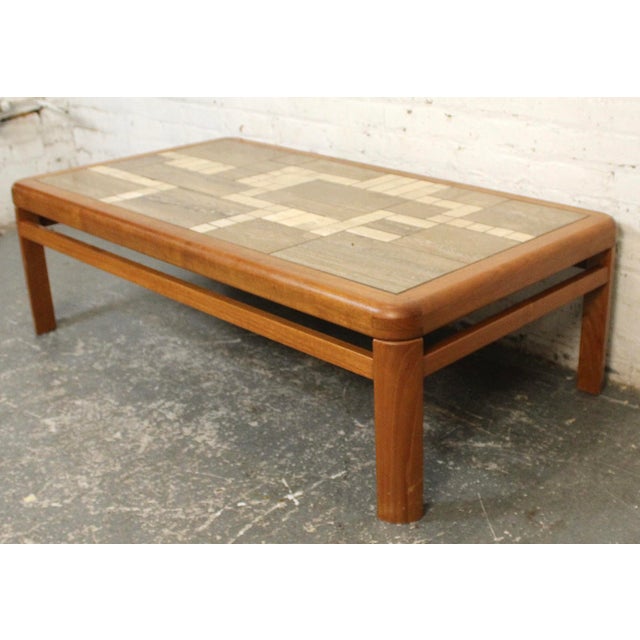 Mid-Century Modern Mid 20th Century Handmade Danish Ceramic Tile and Teak Coffee Table by Haslev For Sale - Image 3 of 10