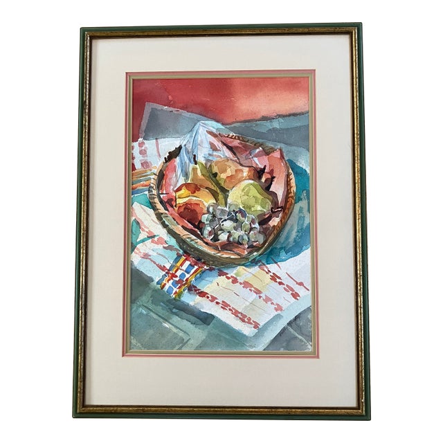 1950s Mid Century Still Life Watercolor, Hartley Fletcher Gurrey, Honolulu Hawain Artist, Who's Who American Women For Sale