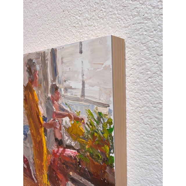 Contemporary Lots Daughter by Clyde Steadman | Oil on Cradled Panel Painting of two figures in a sunlit room For Sale - Image 3 of 3