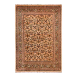 Shabby Chic Floral 1990's Pak-Persian Ivory/Green Wool Rug - 9'3'' X 12'3'' For Sale