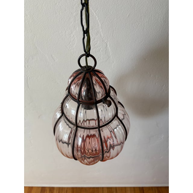 Seguso Vetri d'Arte 1950s Mid-Century ModernSeguso Murano Pink Blown Lantern Chandelier Sharon Osbourne - a Pair For Sale - Image 4 of 5