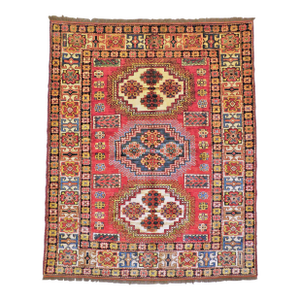 Vintage Hand Knotted Vegetable Dye Royal Choi Afghan Area Rug. 5'2"x 6'4"