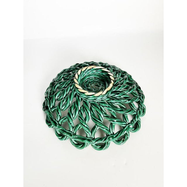 Gold Green Ceramic Fruit Basket, France, 1970 For Sale - Image 8 of 11