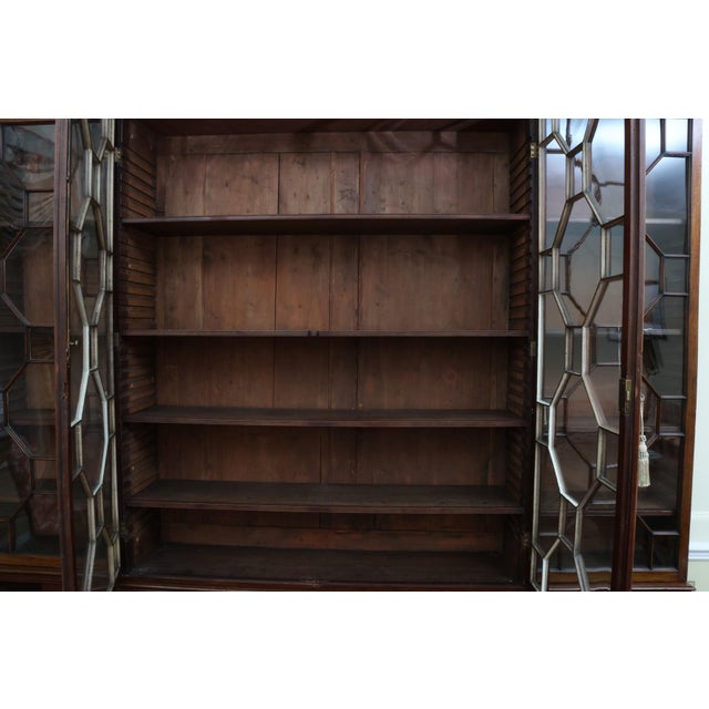 Antique Georgian Mahogany Breakfront Library Bookcase For Sale - Image 11 of 17