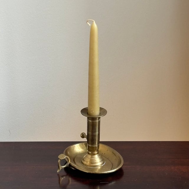 Mid-19th Century Handcrafted Brass Push-Up Chamberstick For Sale - Image 9 of 12