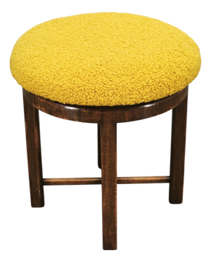 Art Deco Beechwood Stool with Bouclé Upholstery, Czech, 1930s