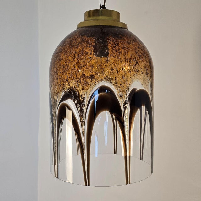 Metal Murano Glass Pendant Chandelier, Mid Century - Italy For Sale - Image 7 of 13