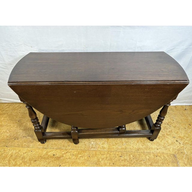 Wood Jacobean Revival Oak Gate Leg Drop Leaf Table, 1900s For Sale - Image 7 of 12