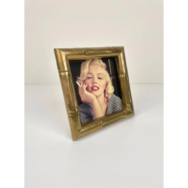 Faux Bamboo Brass Picture Frame by Tommaso Barbi, Italy, 1970s For Sale - Image 3 of 12