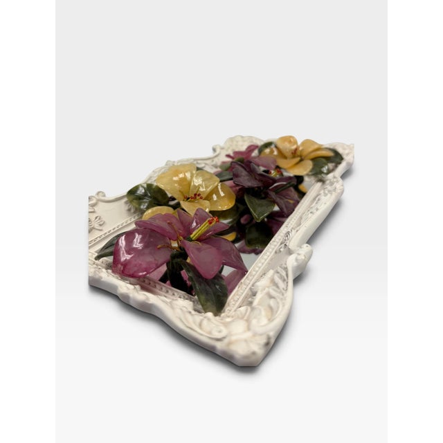 Shabby Chic Shabby Chic Rococo Mirrored Dresser Platter & Agate Glass Flower Arrangement For Sale - Image 3 of 7
