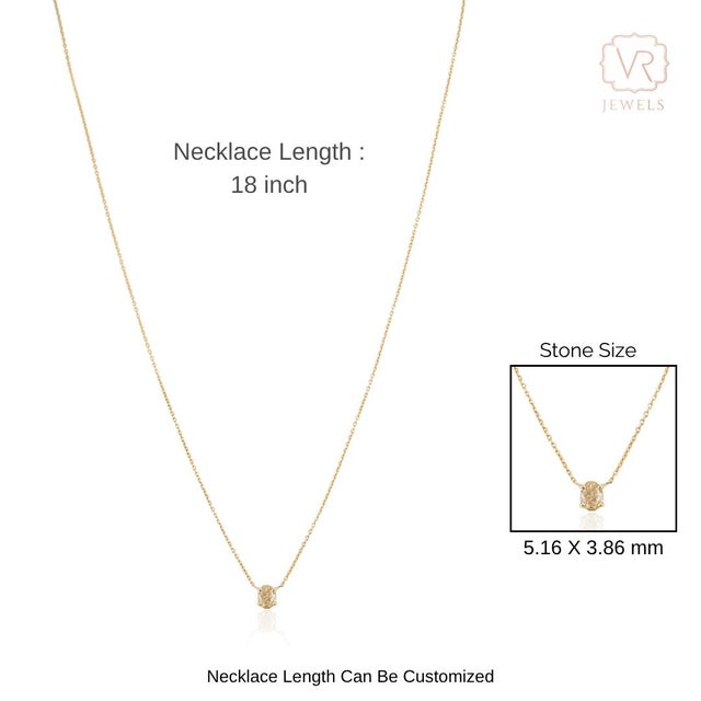 Oval Cut Yellow Diamond Minimalist Solitaire Contemporary Necklace in 18k Gold For Sale - Image 10 of 15