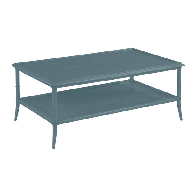 Transitional Celerie Kemble for Casa Cosima Paxton Rectangular Cocktail Table, Blue Spruce For Sale - Image 3 of 3