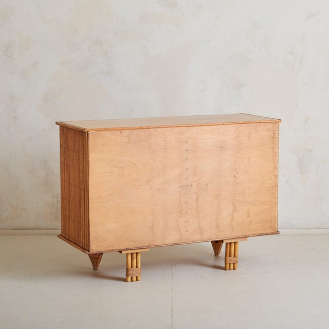 Adrien Audoux and Frida Minet French Bamboo Credenza with Key Attributed to Adrien Audoux & Frida Minet, 1960s For Sale - Image 4 of 6