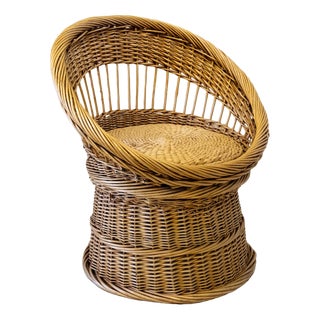 Vintage Woven Wicker Chair, 1970s For Sale