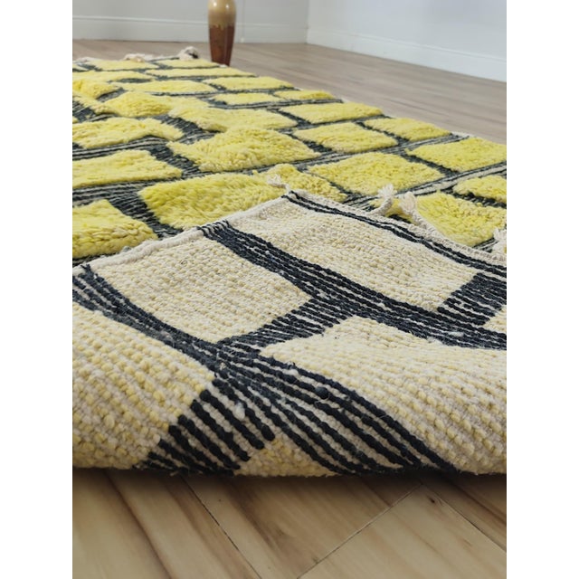 Textile Contemporary Chartreuse Green Wool Moroccan Rug For Sale - Image 7 of 12
