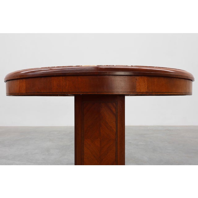 Art Deco Oval Side Table in Walnut with Marble Top from De Coene, Belgium, 1925 For Sale - Image 4 of 13