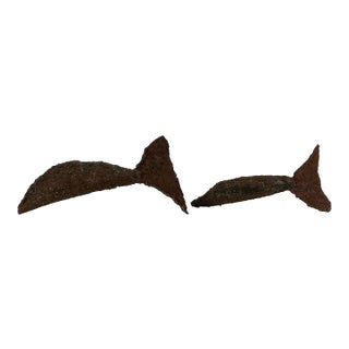 Pair of Nina Scott-Hansen Early 1980's Brutalist Welded Metal Fish For Sale