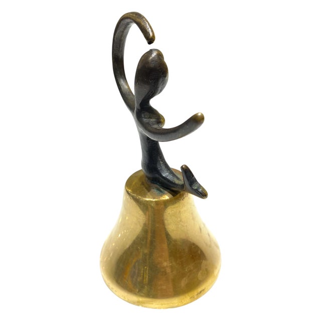 Walter Bosse Mid 20th Century Modern Brass Mermaid Table Bell For Sale - Image 11 of 16