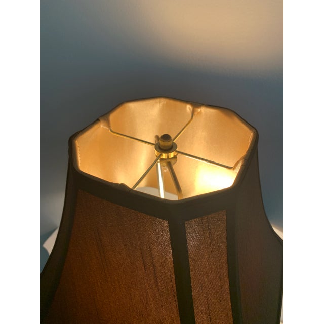 Gold Vintage Chinoiserie Brass Tea Canister Table Lamp and Lampshade For Sale - Image 8 of 13