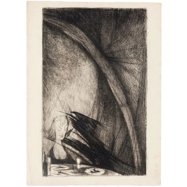 Nightmare is an original etching on paper by an anonymous artist of the XX century, realized in 1958, dated on the right...