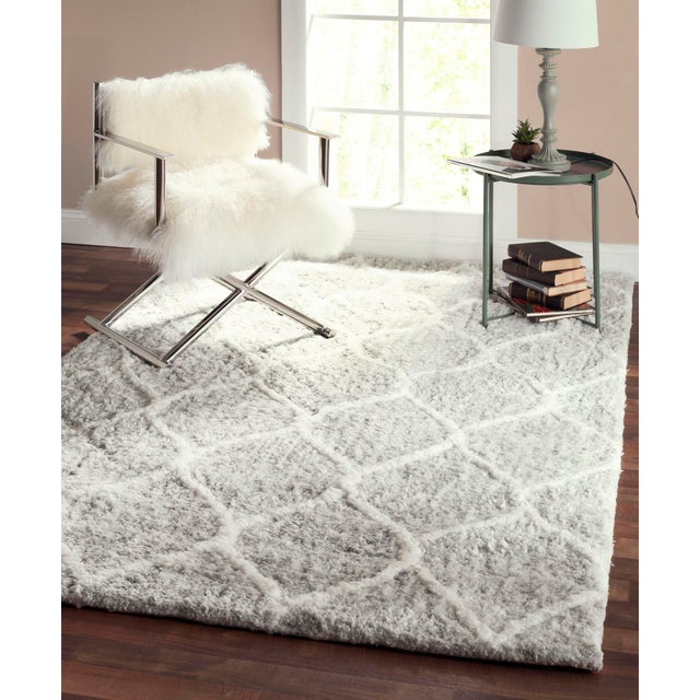 2020s Pasargad Home Moroccan Silver Microfiber & Cotton Area Rug- 5' 0" X 8' 0" For Sale - Image 5 of 6