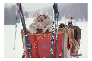 Slim Aarons, Slim Aarons, Skiing in St Moritz, Limited Edition Estate Stamped Photographic Print, 1970s