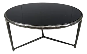 Brutalist Round Sculpted Steel Coffee Table, 1970s