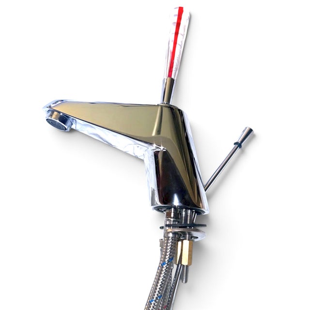 Stilo Murano Red Line Fantini Faucet, Art Glass, Chrome, Made in Italy, One hole Deck-Mount. Rare murano glass iconic...