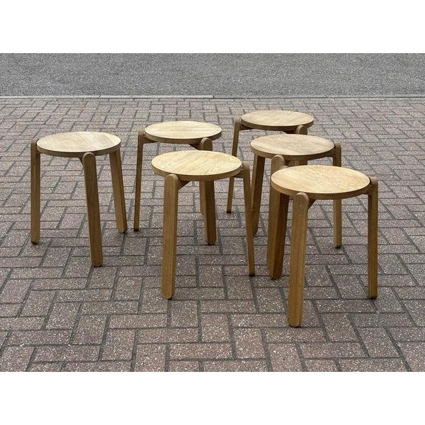 Oak Nomad Designer Stacking Stools from Skagerak, Set of 6 For Sale - Image 13 of 16