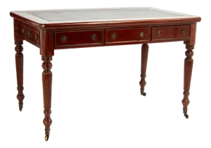 Antique English Leather Top Desk or Library Table