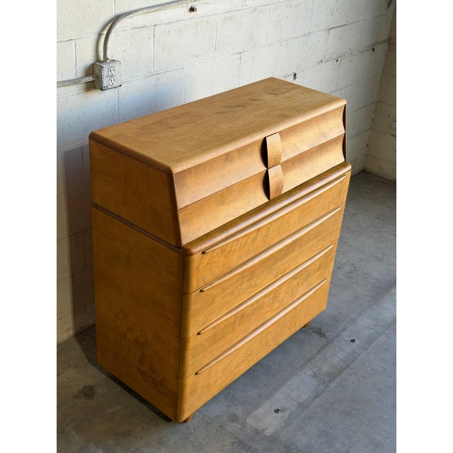 Heywood-Wakefield Maple Wood Tallboy Chest 6-Drawer Dresser Mid-Century Modern 1950s For Sale In Los Angeles - Image 6 of 10